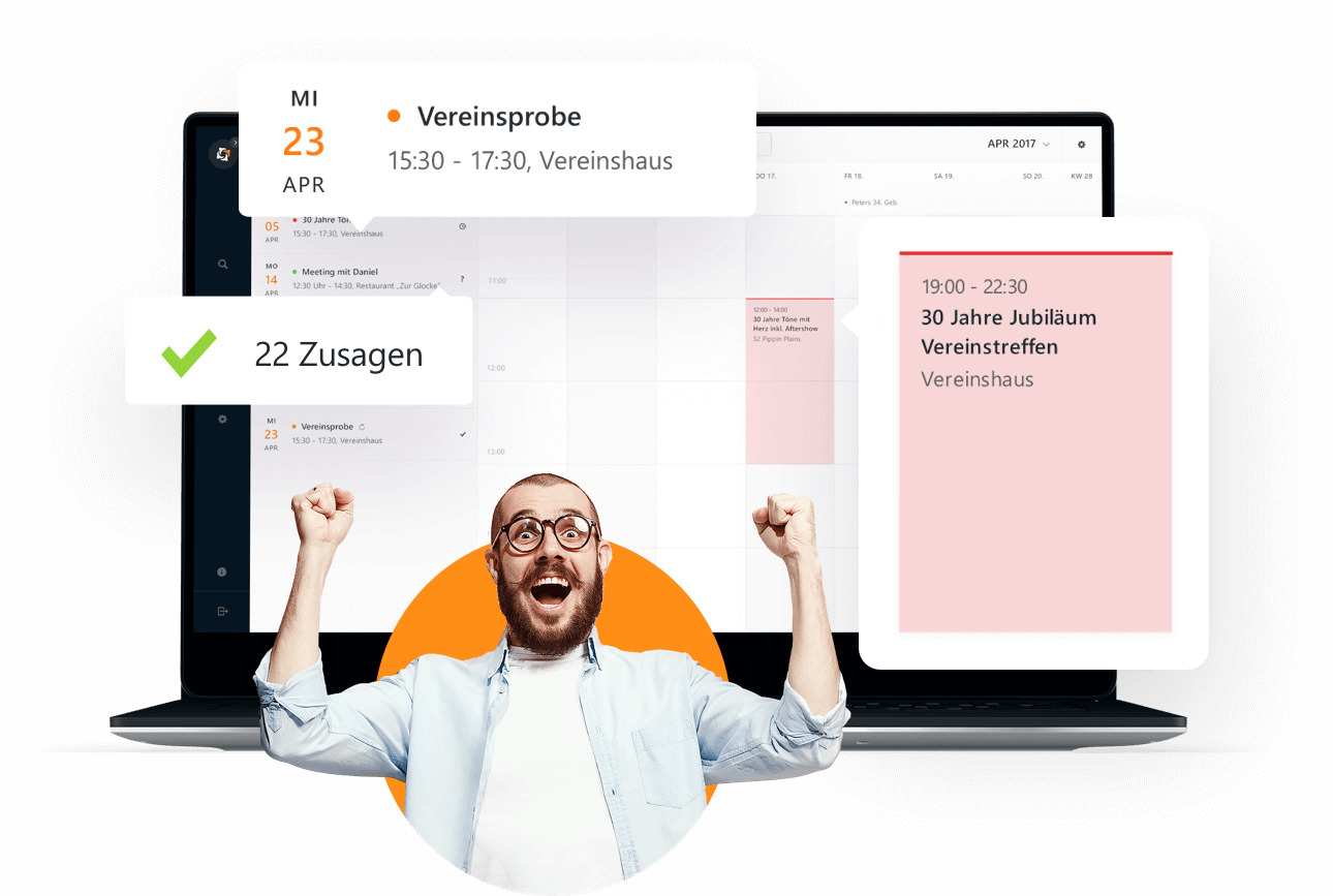 Der Vereinskalender zeigt alle Termine übersichtlich aufgelistet