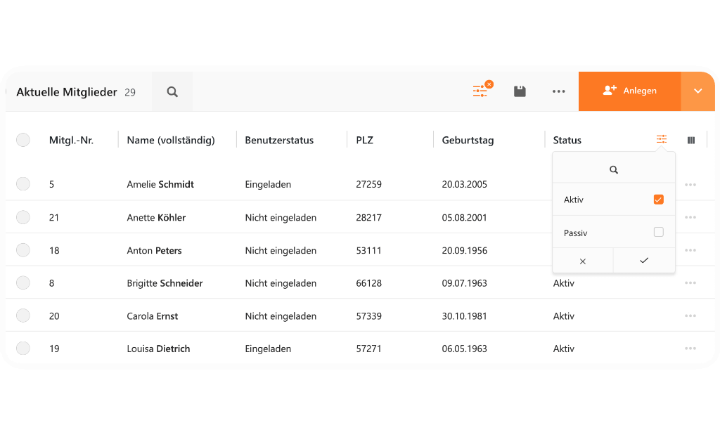 MeinVerein Mitgliedsdaten durchsuchen
