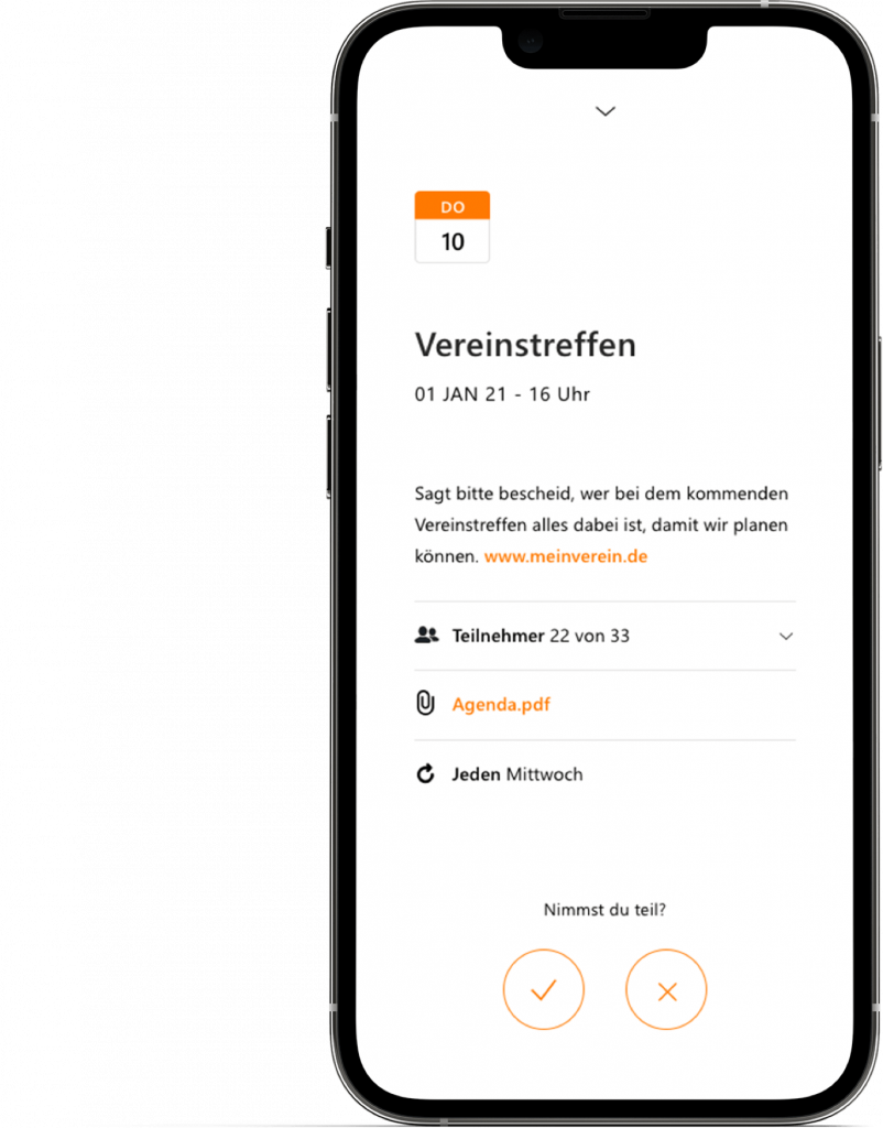 MeinVerein: Termin zusagen