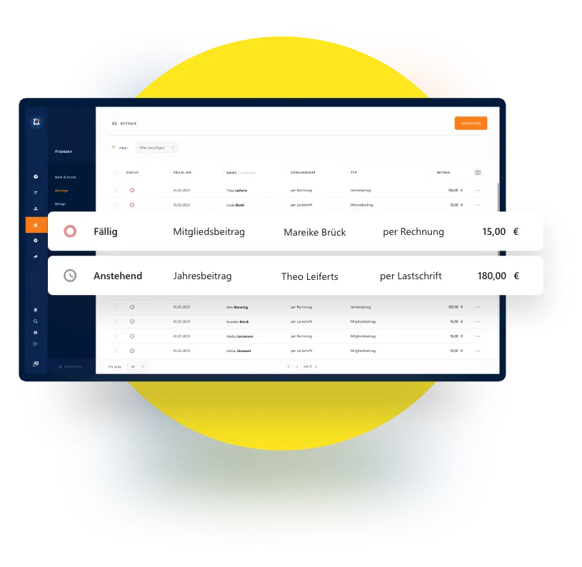 Anstehende und fällige Beiträge immer im Blick