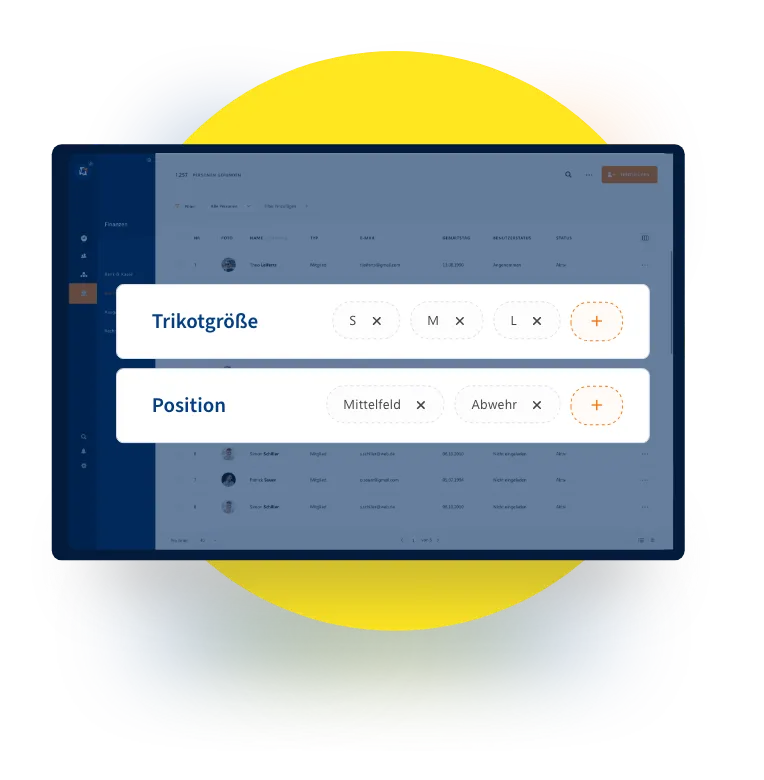 Individuelle Felder und Spalten in WISO MeinVerein Web