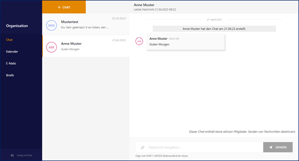 Organisation-Chat-Uebersicht-Webapplikation