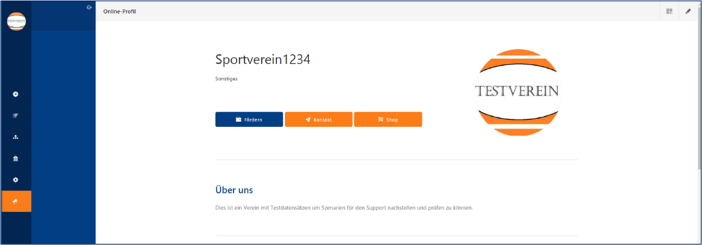 Vereinsportal-Ansicht-Online-Profil