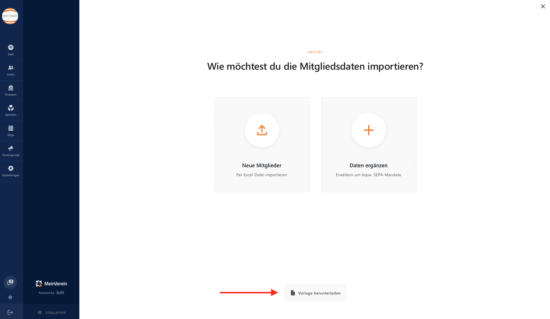 Mitglieder importieren WISO MeinVerein Web