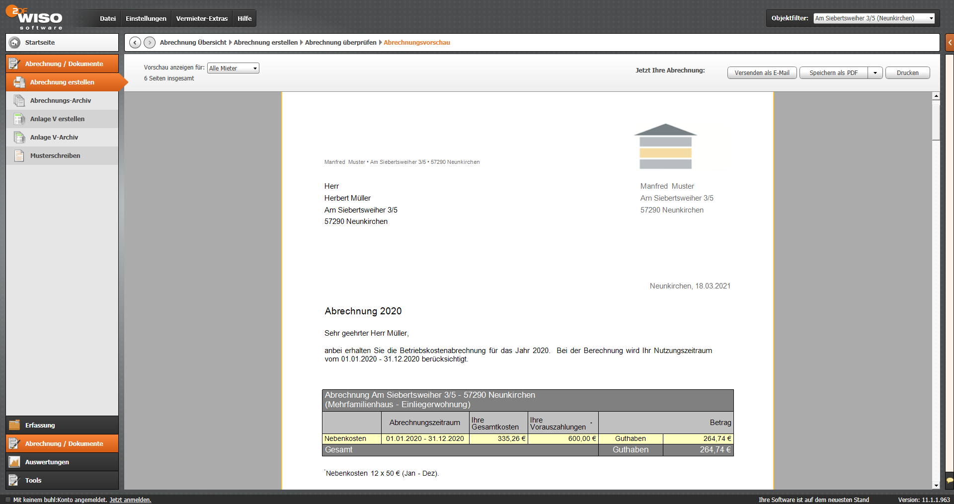 Per Knopfdruck erhalten Sie nach automatischer Pr&#252;fung Ihrer Daten die Abrechnungsdokumente.