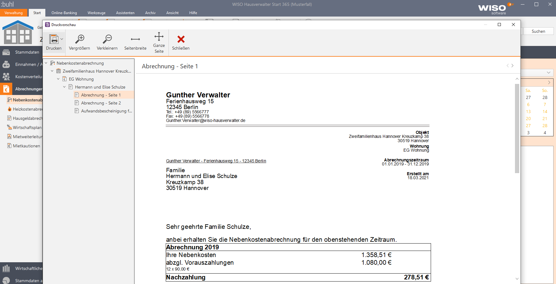 Wenn Sie einmal Ihre Basisangaben erfasst haben, erzeugt das Programm alle erforderlichen Auswertungen mit wenigen Mausklicks. So erstellen Sie schnell die erforderlichen Dokumente und sind zudem sicher, dass diese der aktuellen Rechtslage entsprechen.