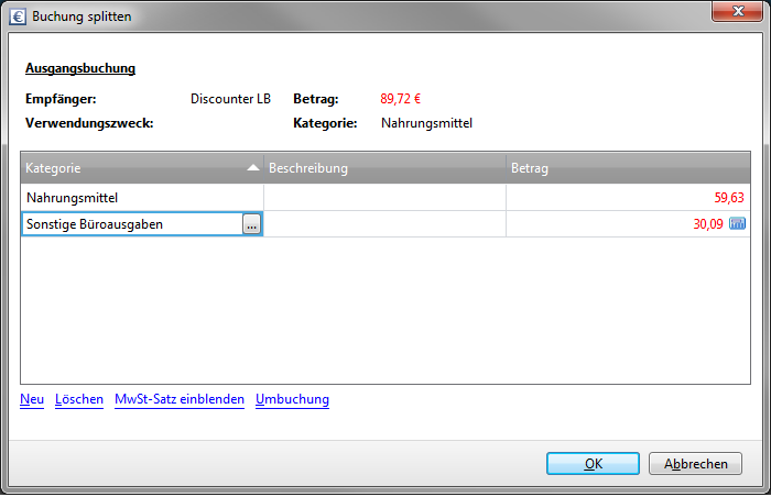 Abbuchungen die mehrere Kategorien beinhalten, k&#246;nnen Sie ganz einfach aufsplitten und damit Ihre Auswertungen optimieren.