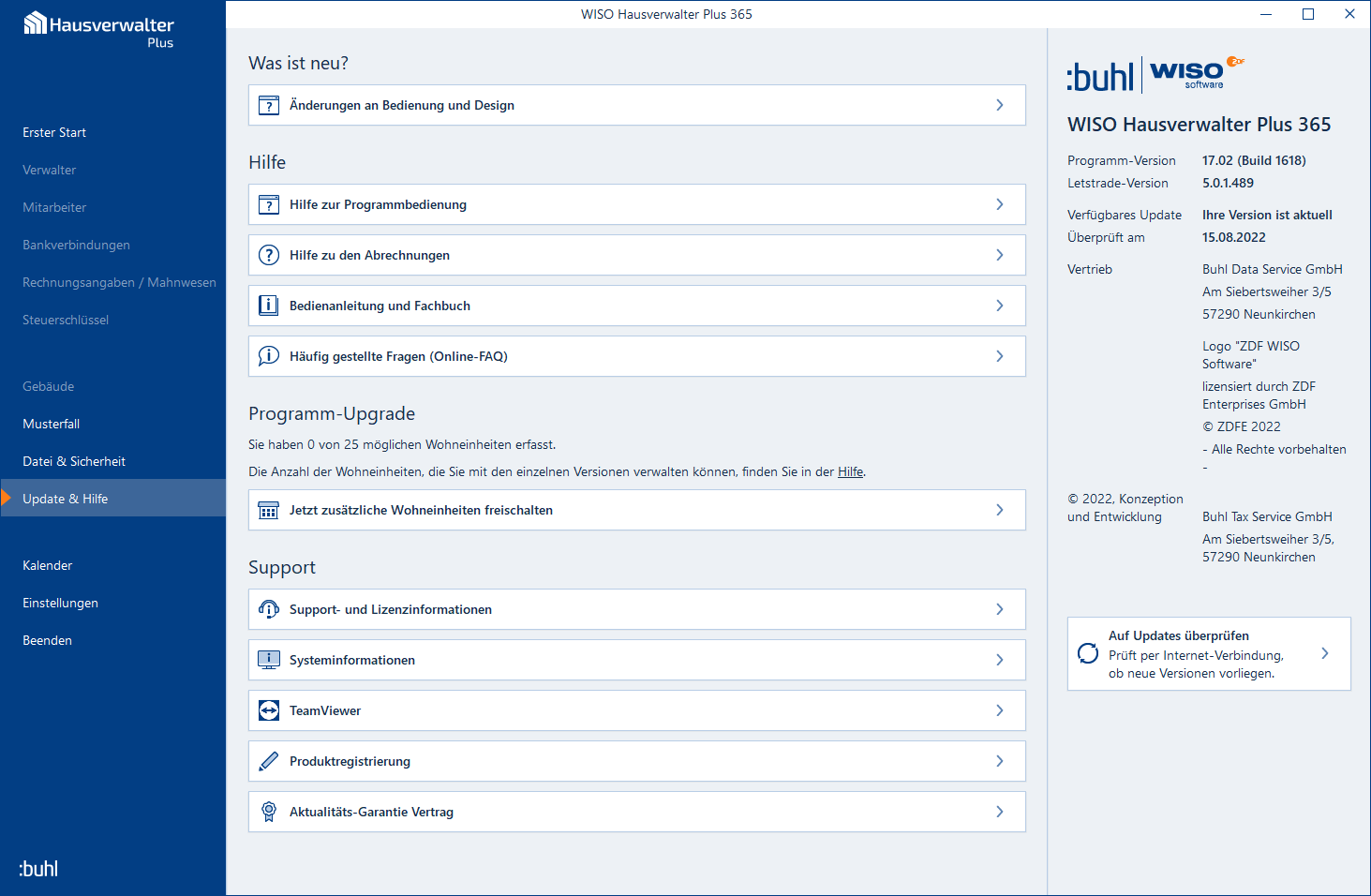 Update Informationen und Hilfe zum WISO Hausverwalter 365