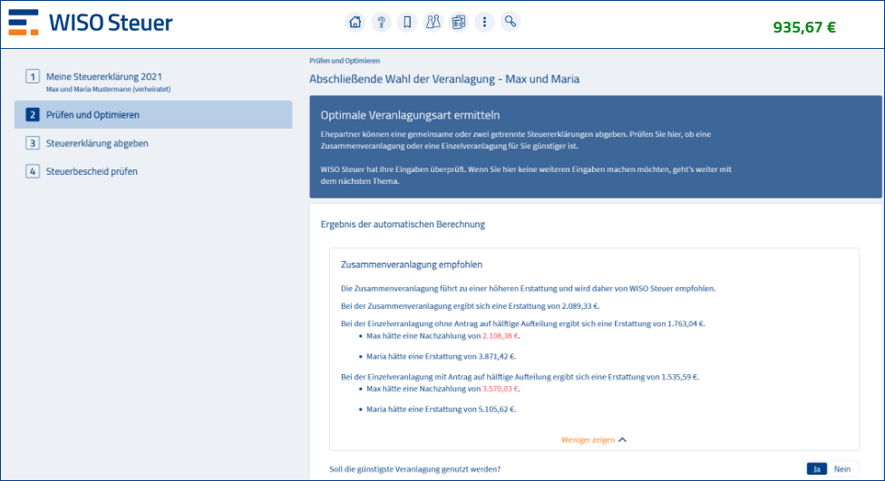 Zusammenveranlagung Einzelveranlagung Veranlagungsarten Steuer