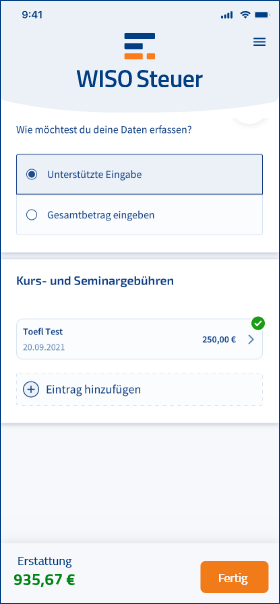 Sprachkurs Steuererklärung Smartphone Screenshot