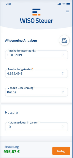 Einbauküche Steuererklärung Vermietung mobile