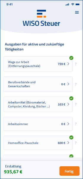 Midijob Steuer Werbungskosten WISO Steuer Phone Screenshot 