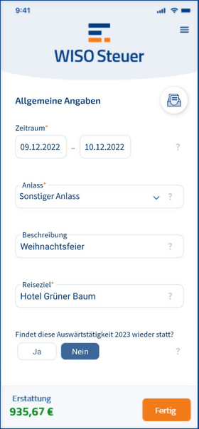 Weihnachtsfeier absetzen WISO Steuer App