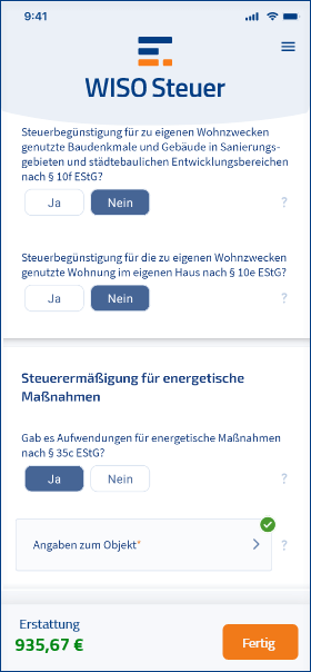 Neue Heizung absetzen Screenshot mobile