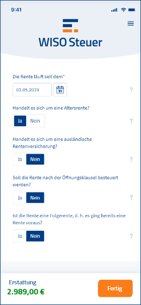 Wie trage ich meine Rente in die Steuererklärung am Smartphone ein? Rentenerhöhung Steuer mobile