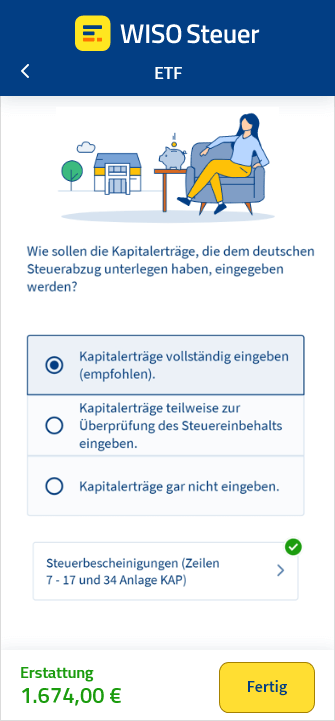 ETF Steuer eintragen WISO App