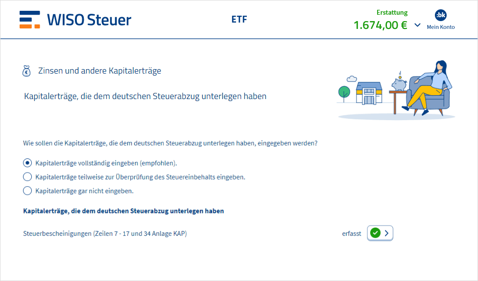 ETF Steuer eintragen WISO