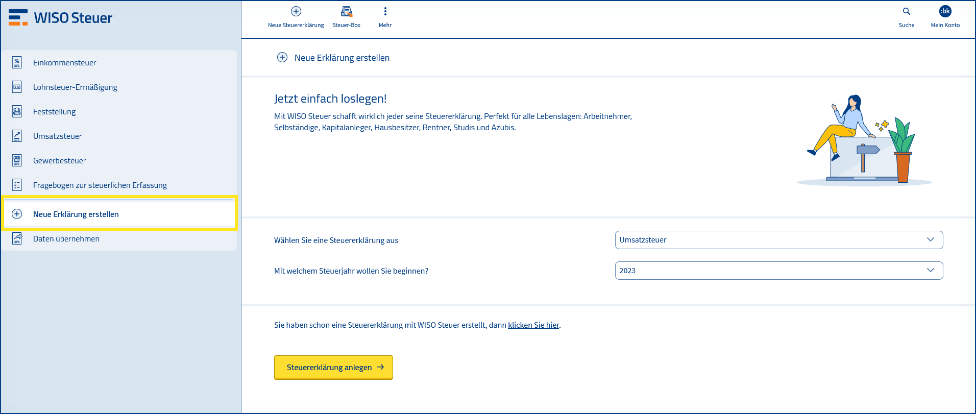 Umsatzsteuererklärung anlegen WISO Steuer