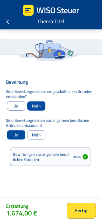 Eingabemaske für Firmenfeier in der App WISO Steuer