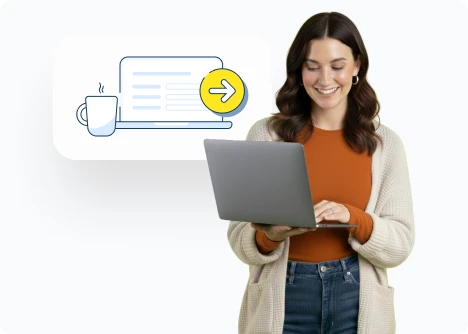 Studentin mit Laptop – WISO Steuer übernimmt Daten automatisch.