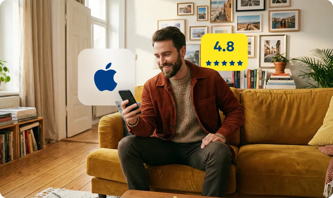 Kundenbewertung im Apple App Store: 4,8 von 5 Sternen für die WISO Steuer App