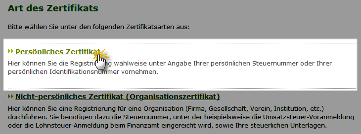 elster online zertifikat datei