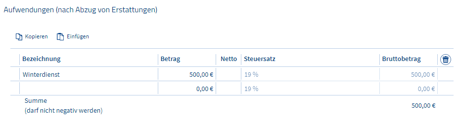 Winterdienst absetzen WISO Steuer