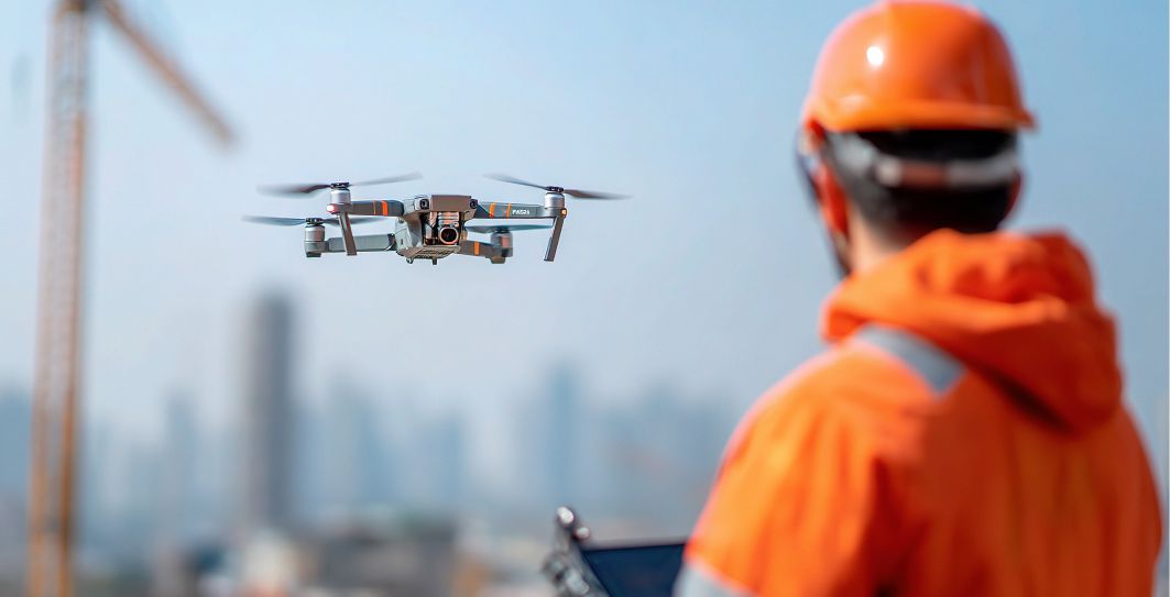 Drohnenflug übers Dach