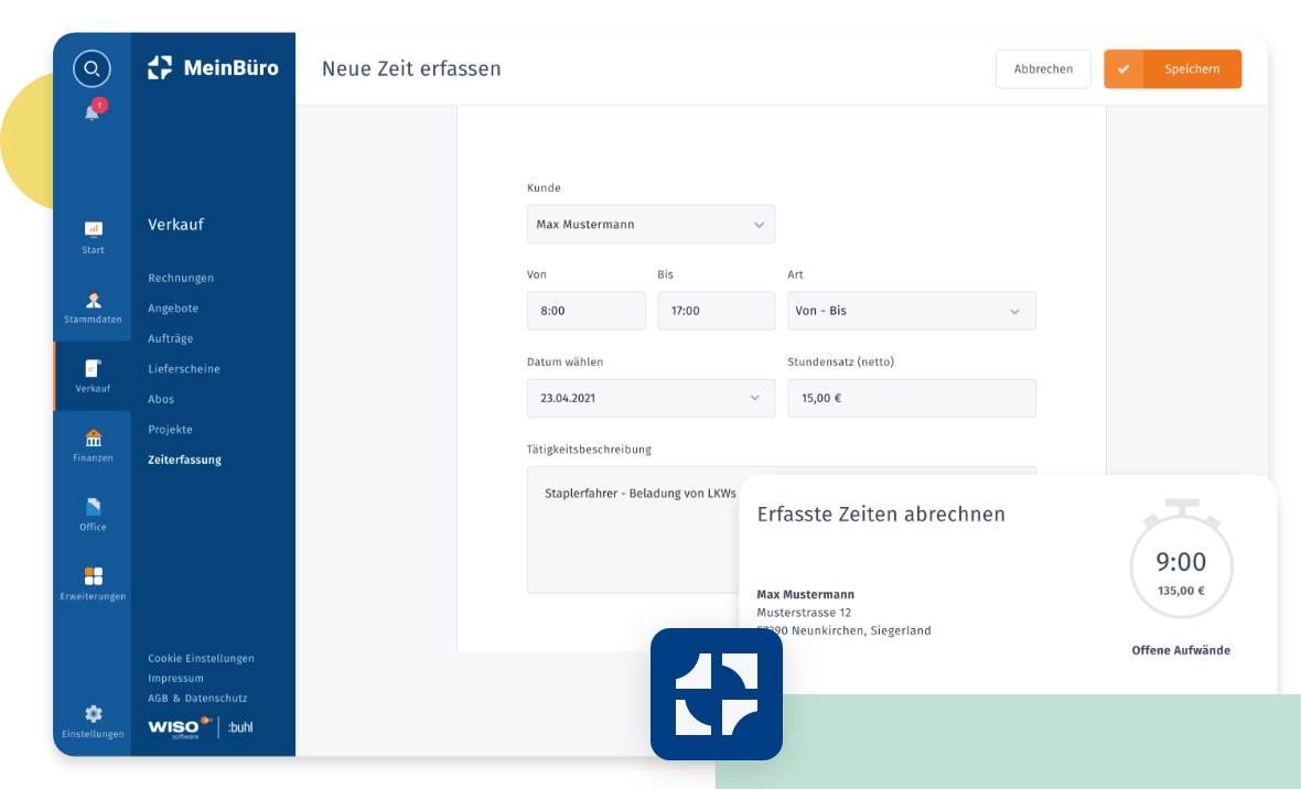 Zeiterfassung mit WISO MeinBüro Web von Buhl