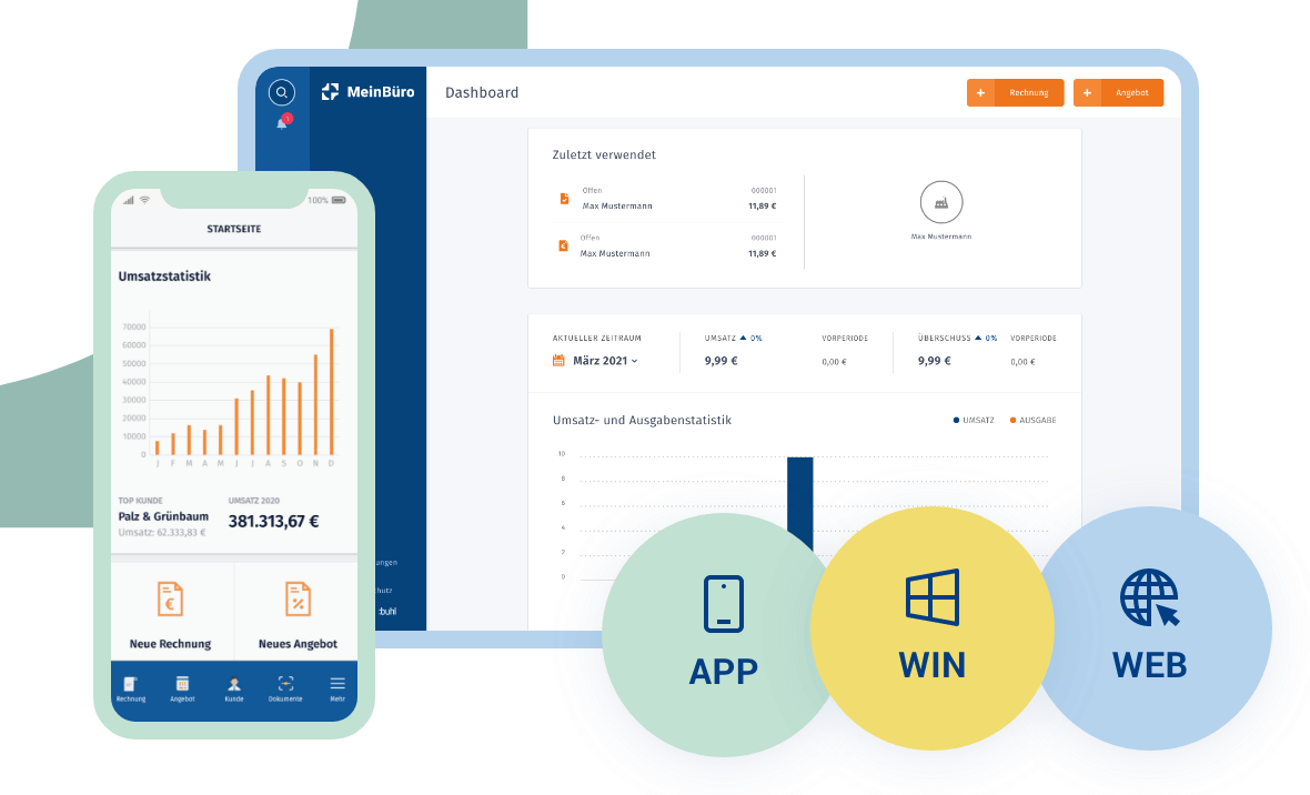 Rechnungsprogramm - Windows Web MacOS mobile App